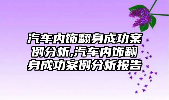 汽車內飾翻身成功案例分析,汽車內飾翻身成功案例分析報告