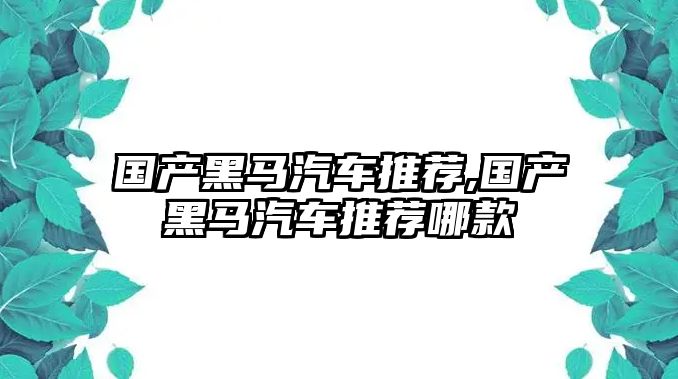 國產黑馬汽車推薦,國產黑馬汽車推薦哪款